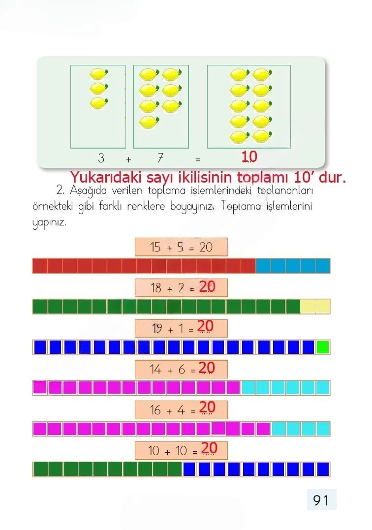 1. Sınıf Matematik Ders Kitabı Cevapları Dizin Yayıncılık Sayfa 91 Çözüm Görseli