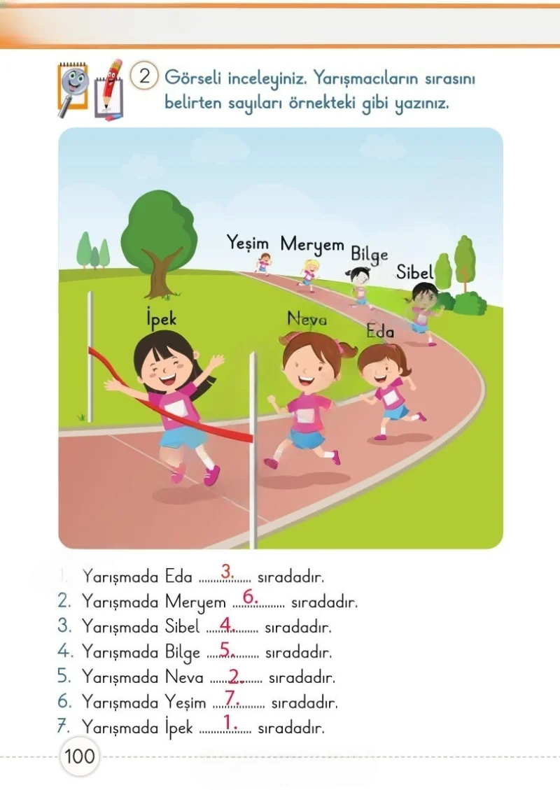 1. Sınıf Matematik Ders Kitabı Cevapları Meb Yayınları 1. Kitap Sayfa 100 Çözüm Görseli