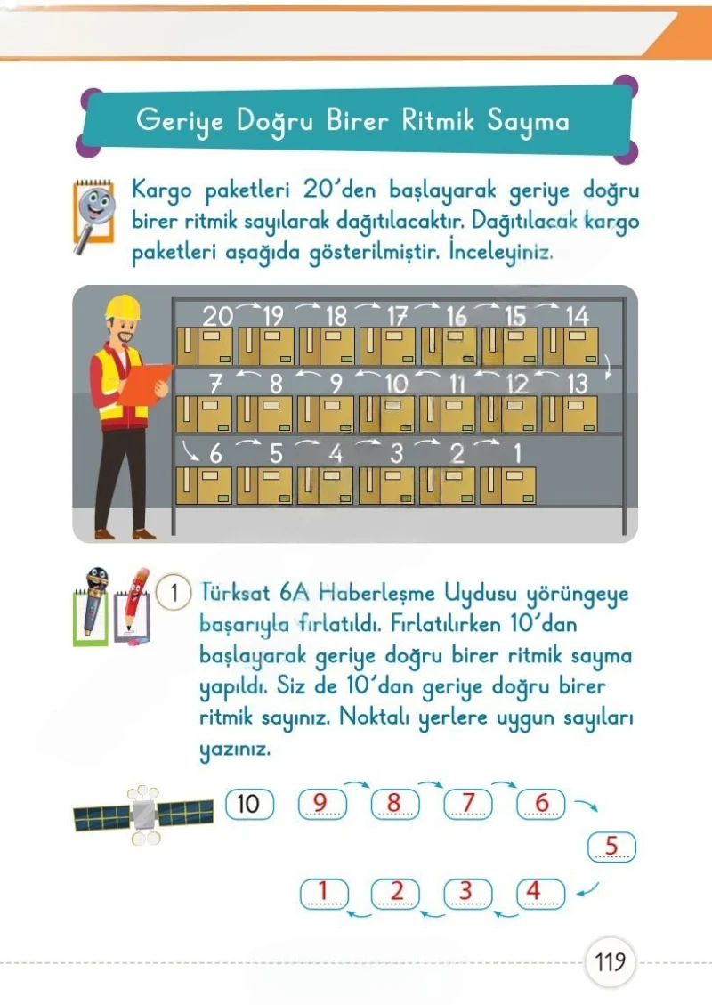 1. Sınıf Matematik Ders Kitabı Cevapları Meb Yayınları 1. Kitap Sayfa 119 Çözüm Görseli