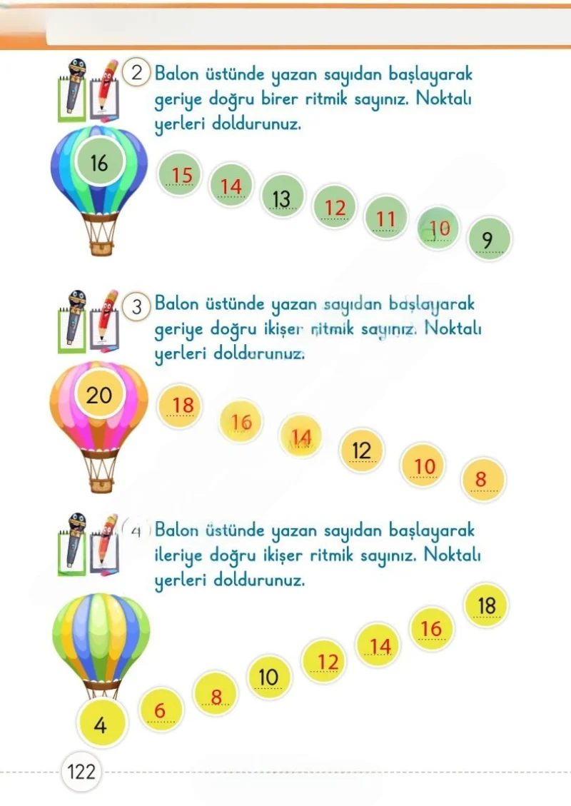 1. Sınıf Matematik Ders Kitabı Cevapları Meb Yayınları 1. Kitap Sayfa 122 Çözüm Görseli