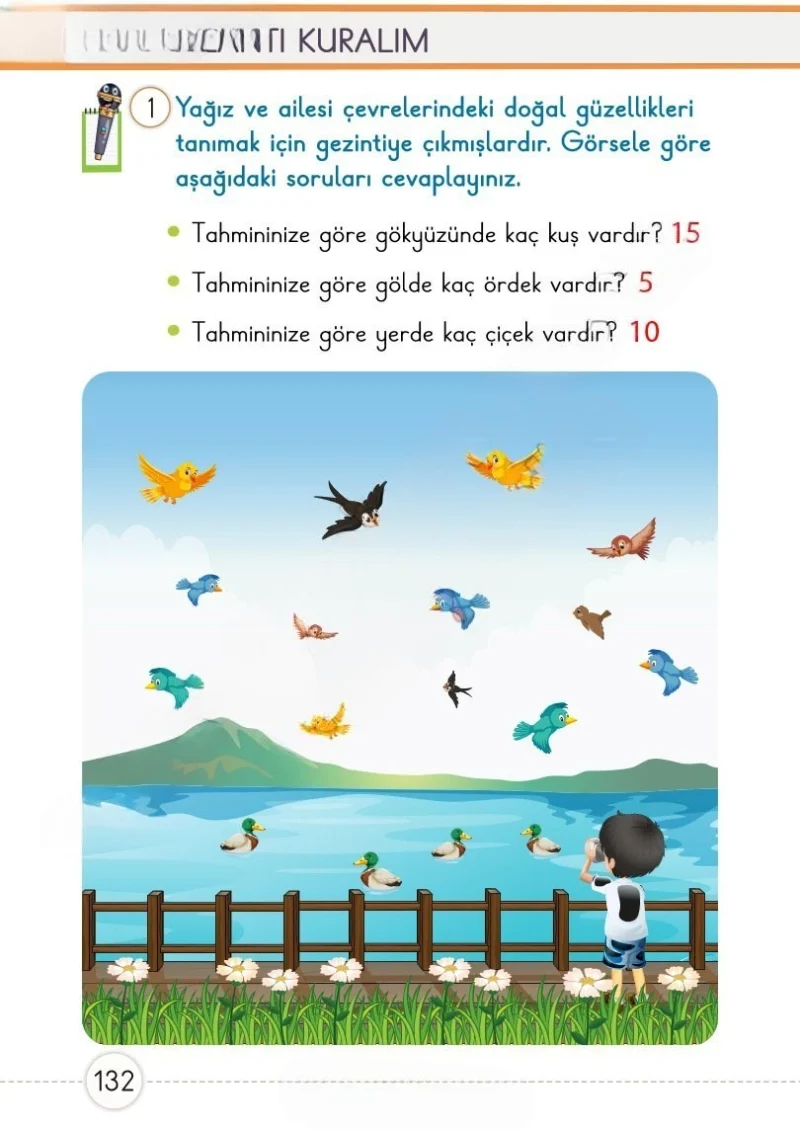 1. Sınıf Matematik Ders Kitabı Cevapları Meb Yayınları 1. Kitap Sayfa 132 Çözüm Görseli