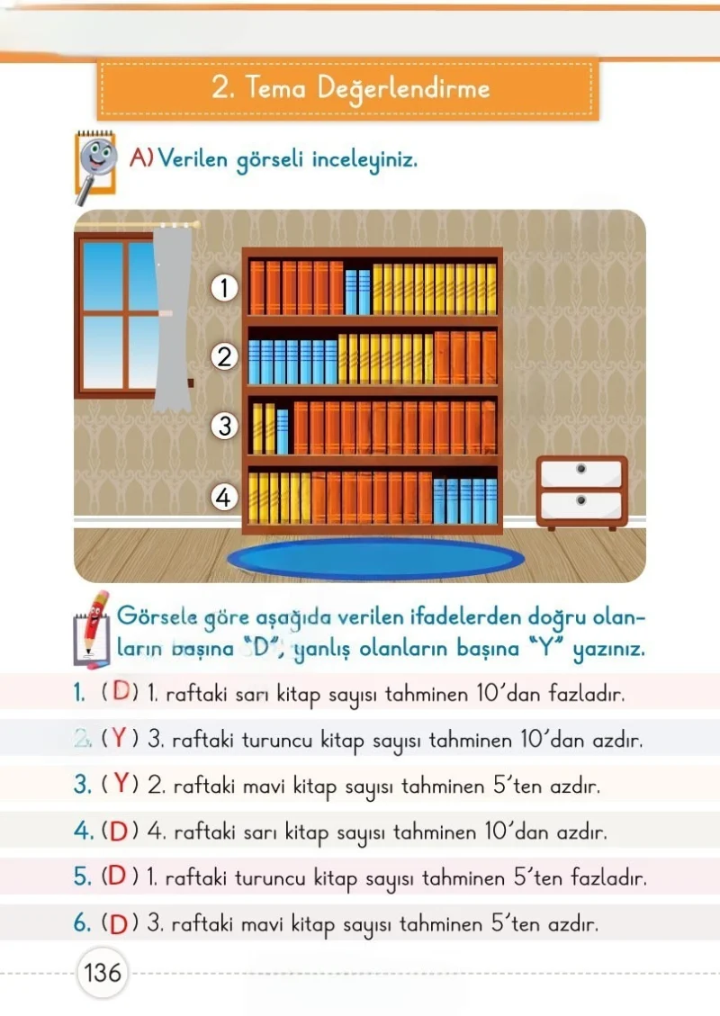 1. Sınıf Matematik Ders Kitabı Cevapları Meb Yayınları 1. Kitap Sayfa 136 Çözüm Görseli