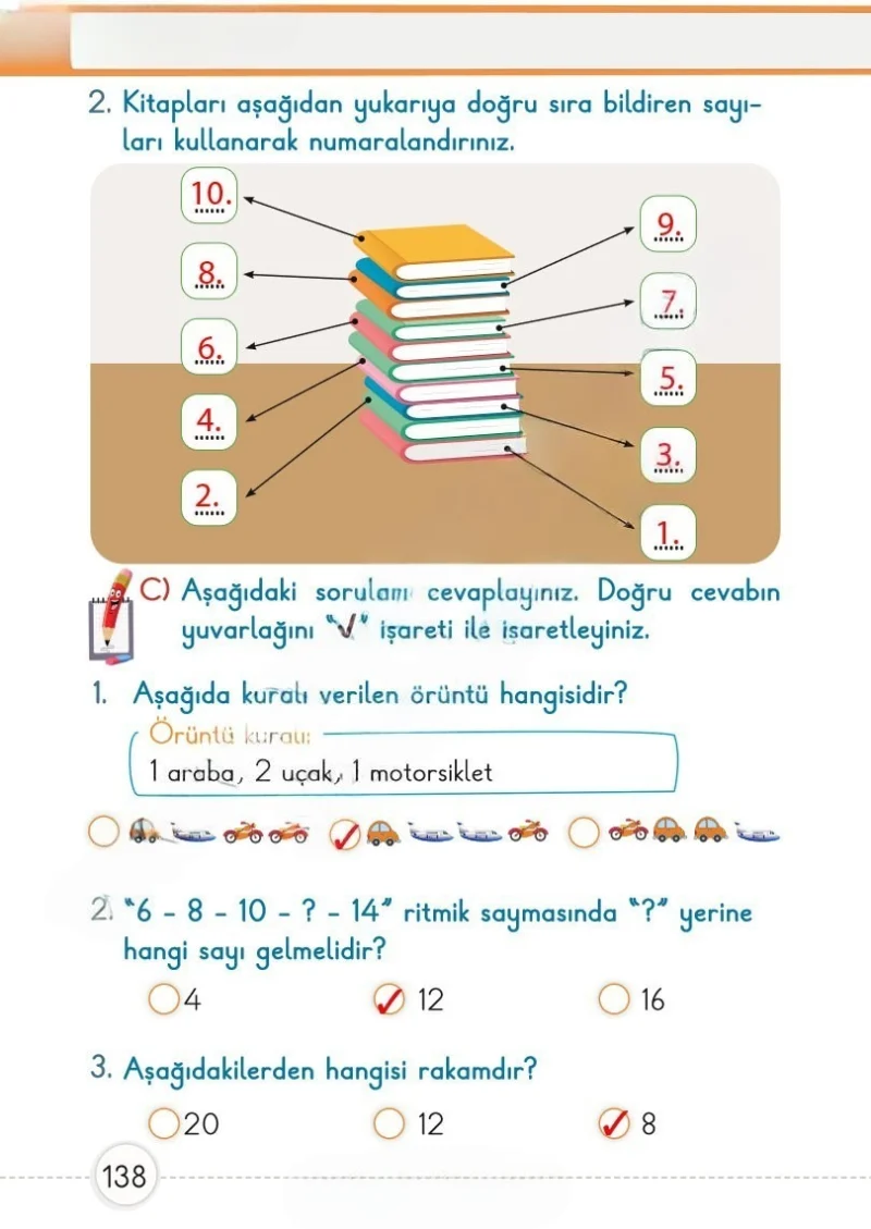 1. Sınıf Matematik Ders Kitabı Cevapları Meb Yayınları 1. Kitap Sayfa 138 Çözüm Görseli
