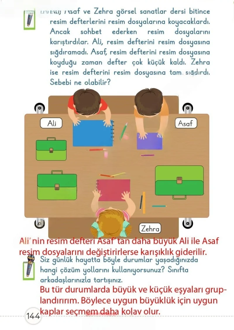 1. Sınıf Matematik Ders Kitabı Cevapları Meb Yayınları 1. Kitap Sayfa 144 Çözüm Görseli