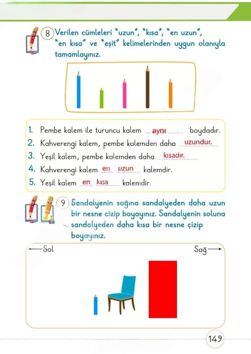 1. Sınıf Matematik Ders Kitabı Cevapları Meb Yayınları 1. Kitap Sayfa 149 Çözüm Görseli