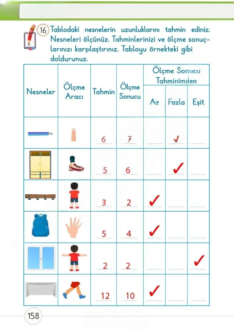 1. Sınıf Matematik Ders Kitabı Cevapları Meb Yayınları 1. Kitap Sayfa 158 Çözüm Görseli