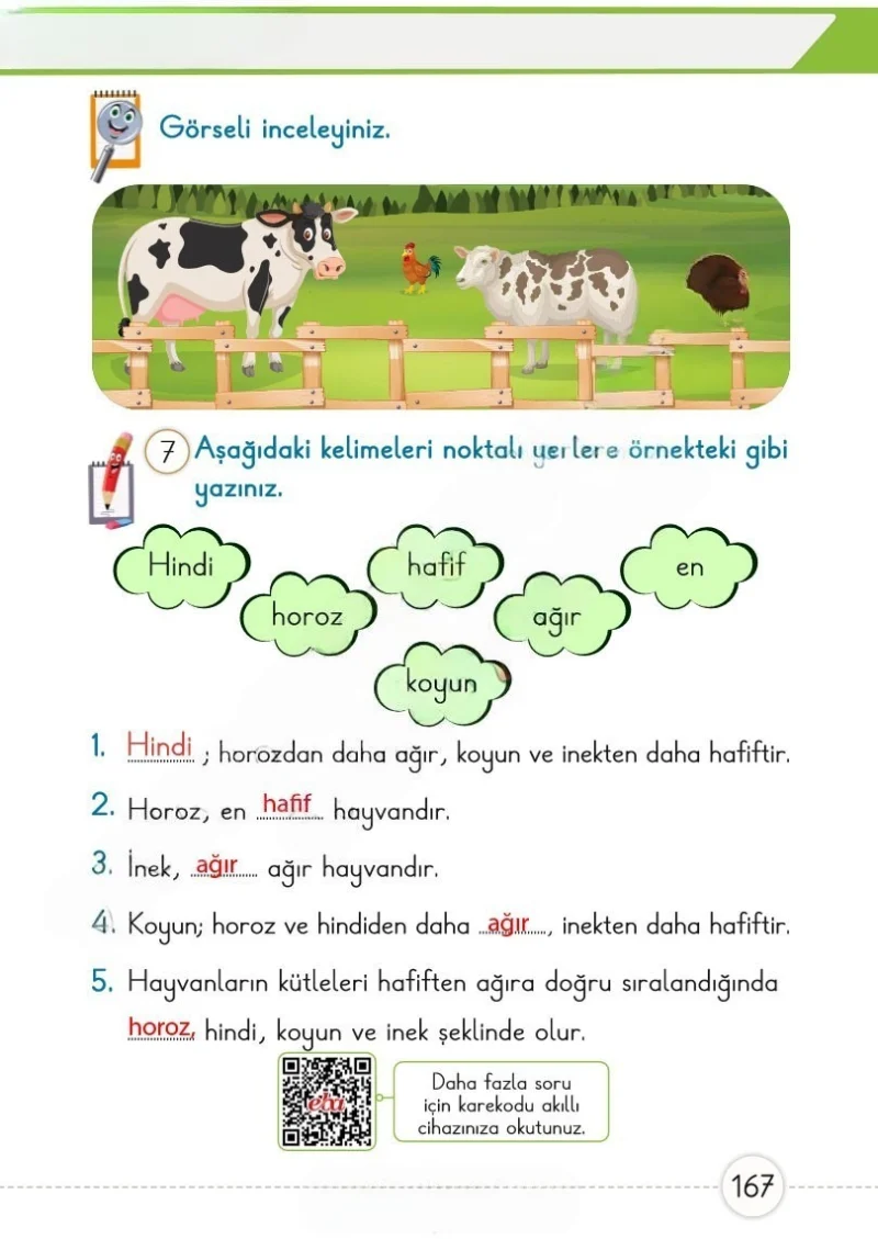 1. Sınıf Matematik Ders Kitabı Cevapları Meb Yayınları 1. Kitap Sayfa 167 Çözüm Görseli