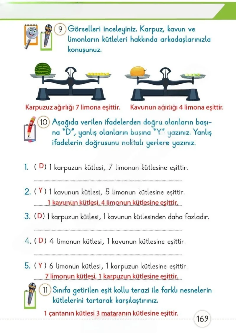 1. Sınıf Matematik Ders Kitabı Cevapları Meb Yayınları 1. Kitap Sayfa 169 Çözüm Görseli