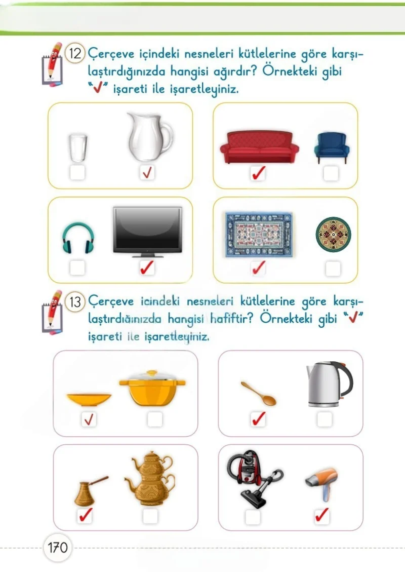 1. Sınıf Matematik Ders Kitabı Cevapları Meb Yayınları 1. Kitap Sayfa 170 Çözüm Görseli