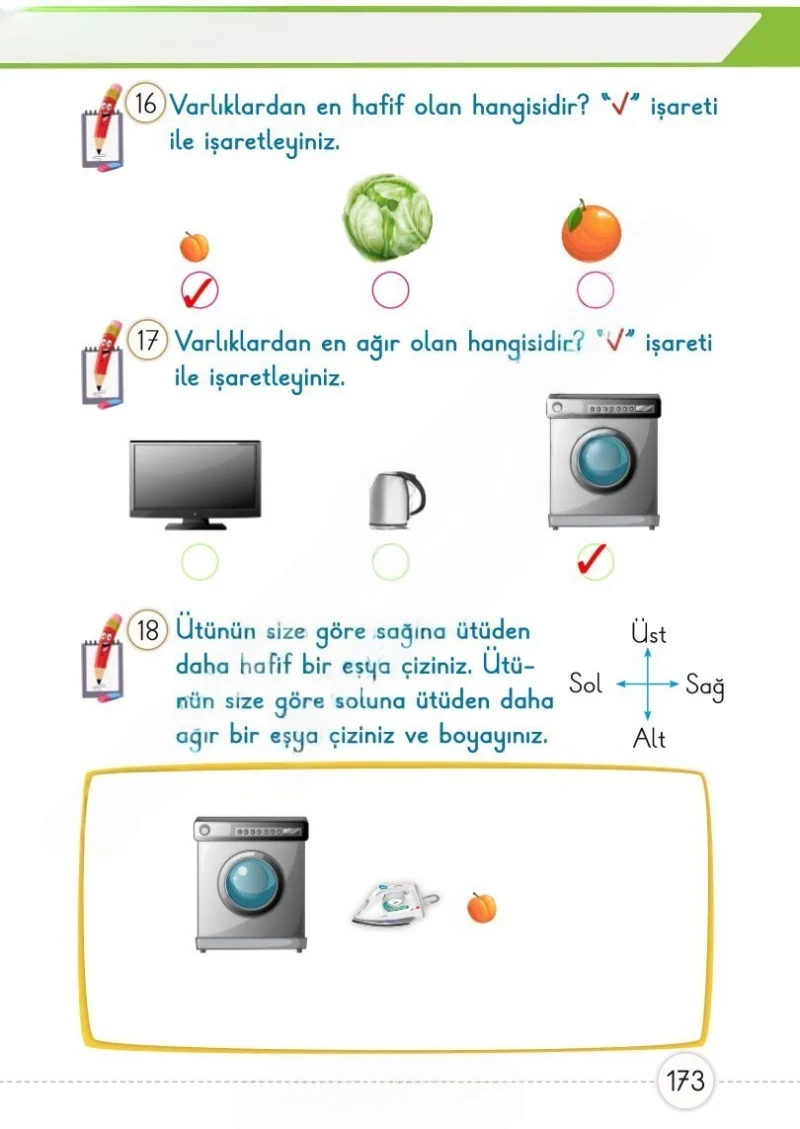 1. Sınıf Matematik Ders Kitabı Cevapları Meb Yayınları 1. Kitap Sayfa 173 Çözüm Görseli