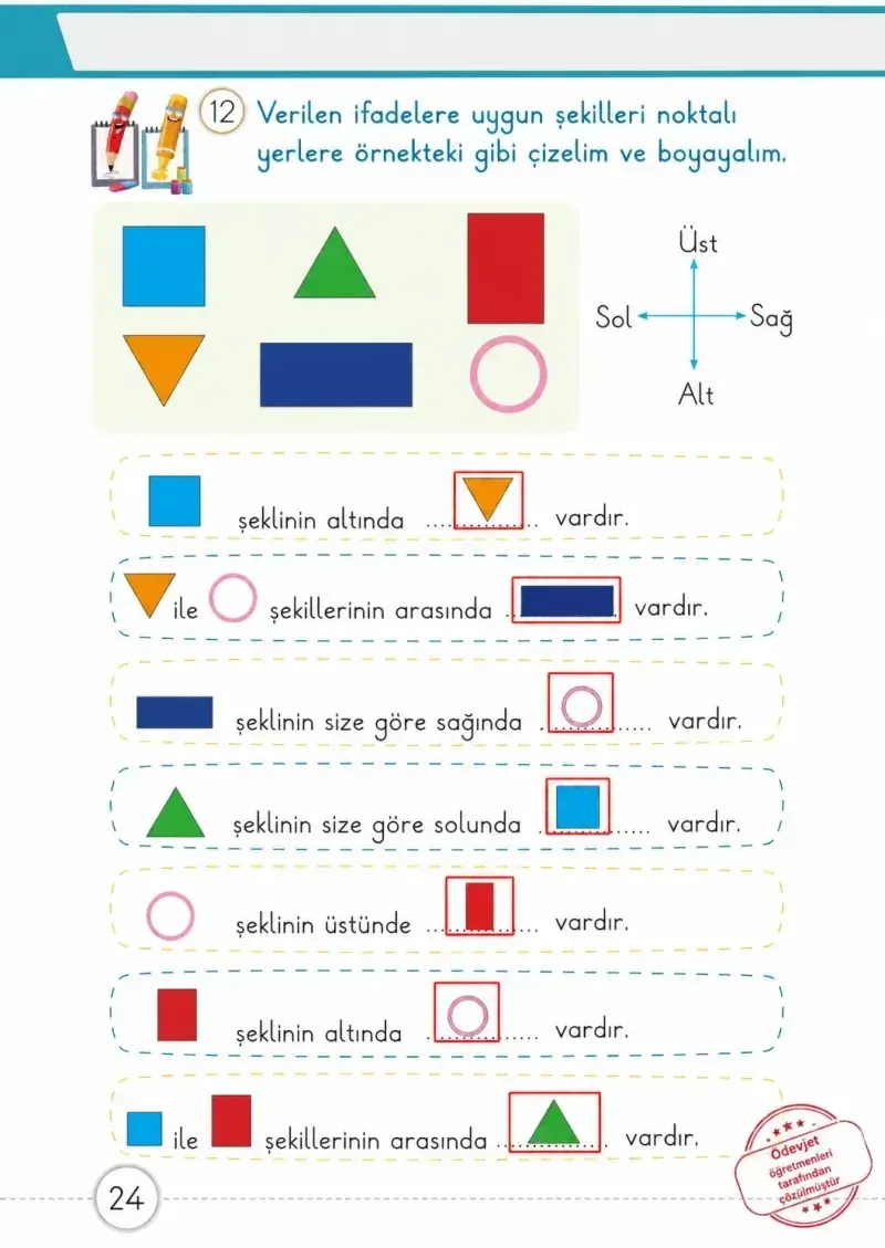 1. Sınıf Matematik Ders Kitabı Cevapları Meb Yayınları 1. Kitap Sayfa 24 Çözüm Görseli
