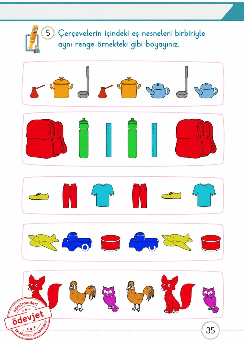 1. Sınıf Matematik Ders Kitabı Cevapları Meb Yayınları 1. Kitap Sayfa 35 Çözüm Görseli