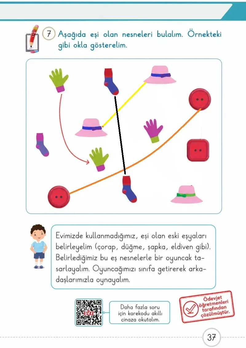1. Sınıf Matematik Ders Kitabı Cevapları Meb Yayınları 1. Kitap Sayfa 37 Çözüm Görseli