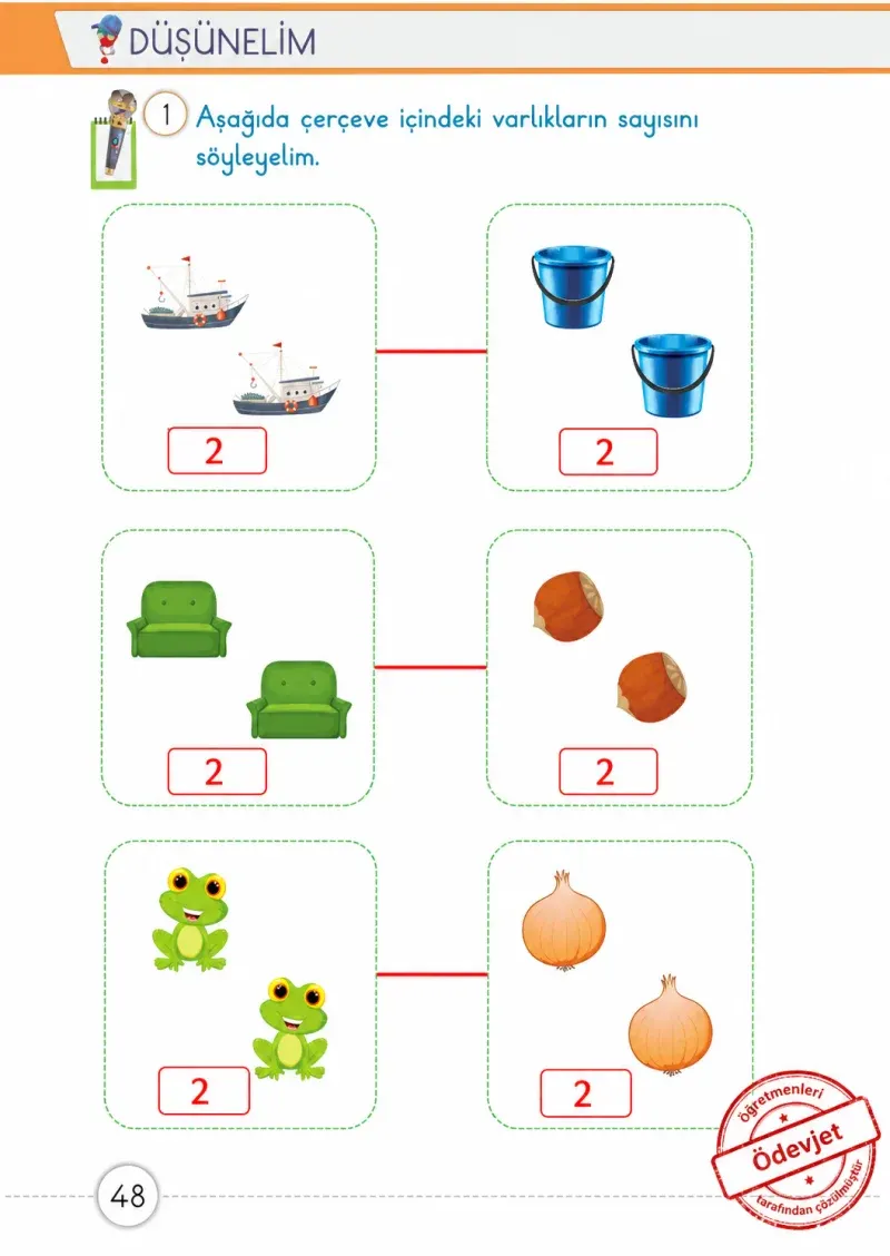 1. Sınıf Matematik Ders Kitabı Cevapları Meb Yayınları 1. Kitap Sayfa 48 Çözüm Görseli