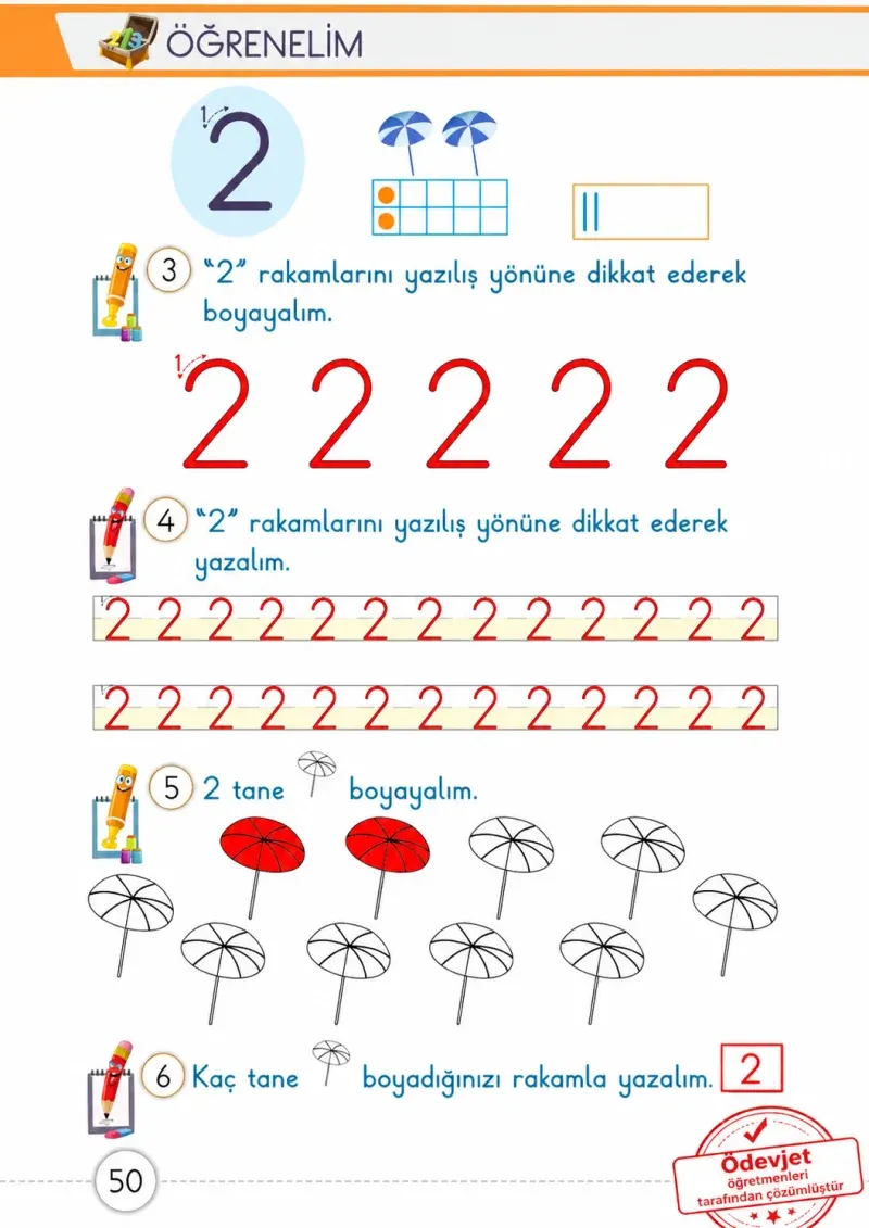 1. Sınıf Matematik Ders Kitabı Cevapları Meb Yayınları 1. Kitap Sayfa 50 Çözüm Görseli