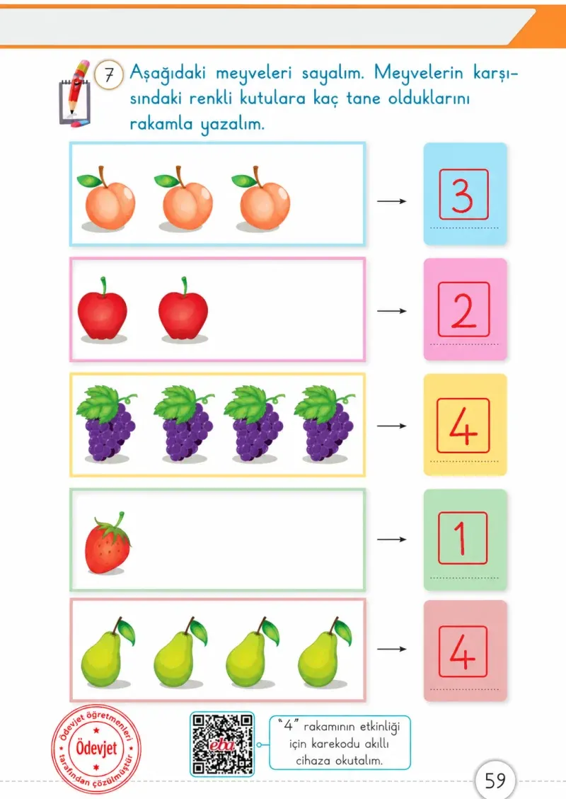 1. Sınıf Matematik Ders Kitabı Cevapları Meb Yayınları 1. Kitap Sayfa 59 Çözüm Görseli