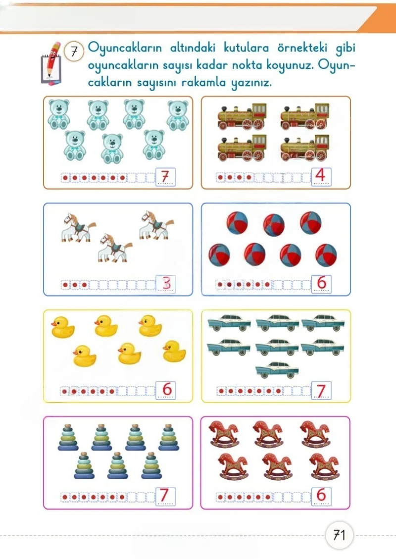 1. Sınıf Matematik Ders Kitabı Cevapları Meb Yayınları 1. Kitap Sayfa 71 Çözüm Görseli