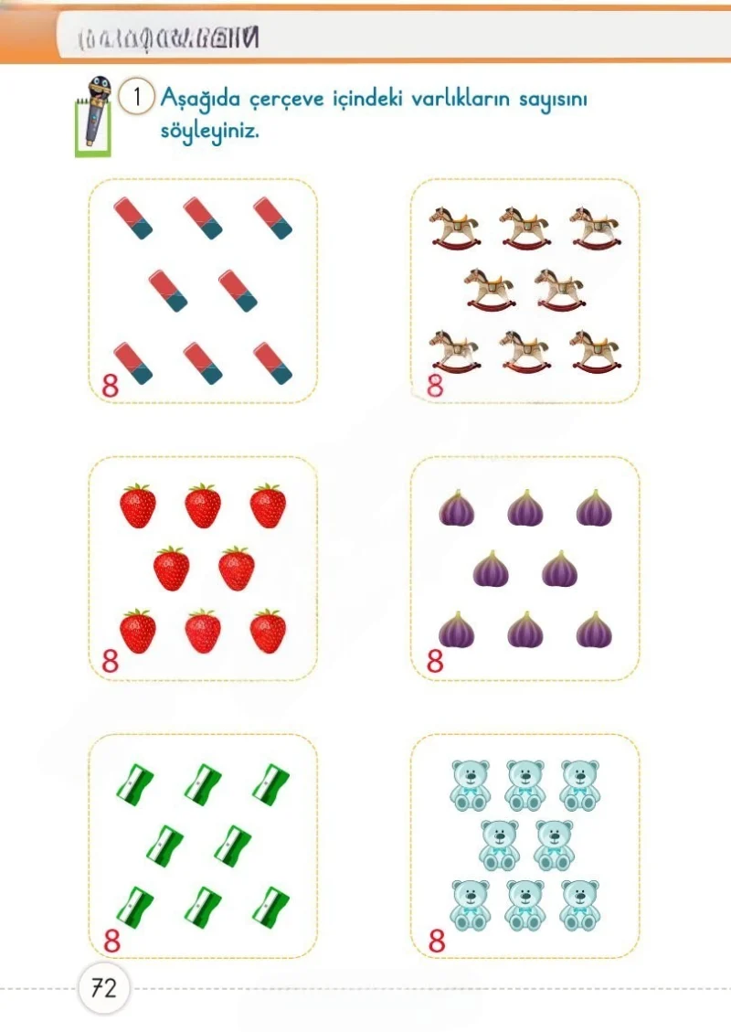 1. Sınıf Matematik Ders Kitabı Cevapları Meb Yayınları 1. Kitap Sayfa 72 Çözüm Görseli