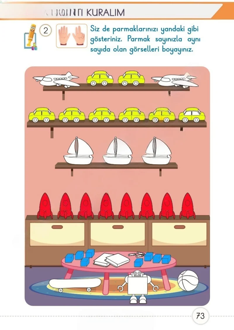 1. Sınıf Matematik Ders Kitabı Cevapları Meb Yayınları 1. Kitap Sayfa 73 Çözüm Görseli