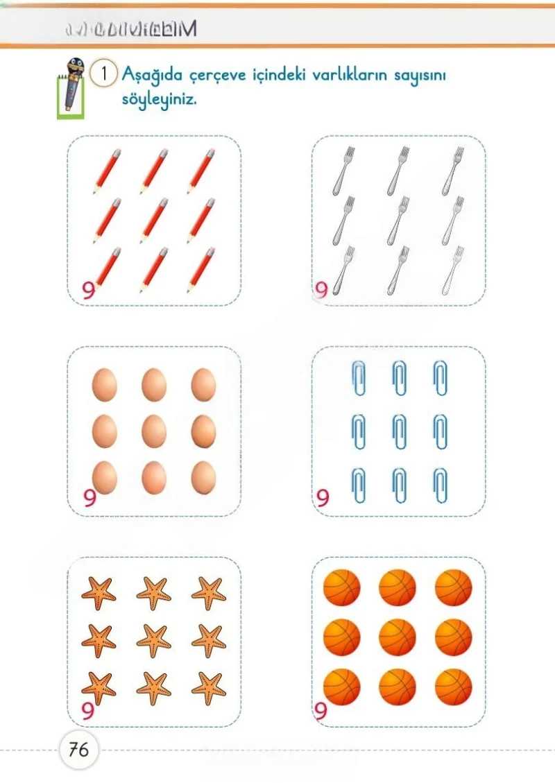 1. Sınıf Matematik Ders Kitabı Cevapları Meb Yayınları 1. Kitap Sayfa 76 Çözüm Görseli