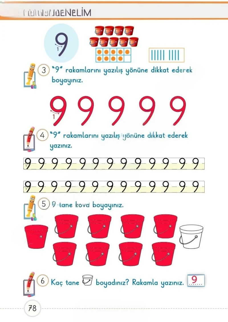 1. Sınıf Matematik Ders Kitabı Cevapları Meb Yayınları 1. Kitap Sayfa 78 Çözüm Görseli