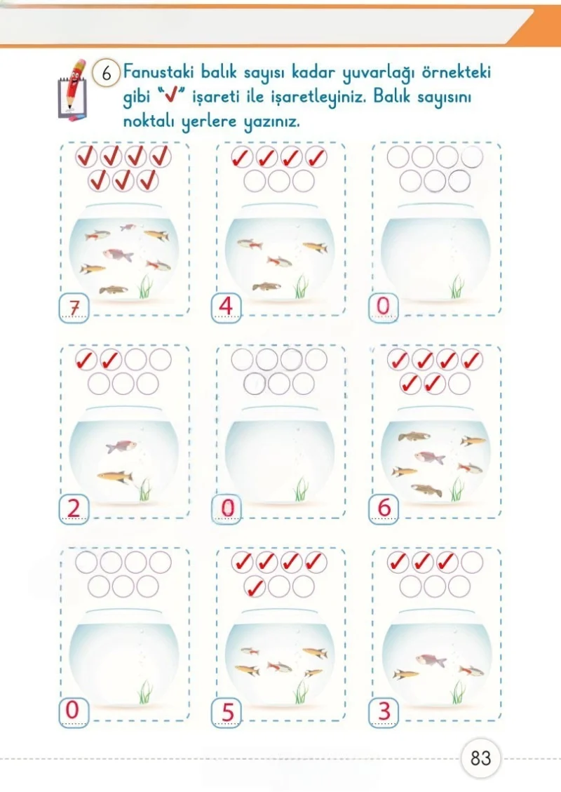 1. Sınıf Matematik Ders Kitabı Cevapları Meb Yayınları 1. Kitap Sayfa 83 Çözüm Görseli