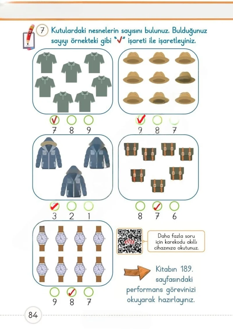 1. Sınıf Matematik Ders Kitabı Cevapları Meb Yayınları 1. Kitap Sayfa 84 Çözüm Görseli