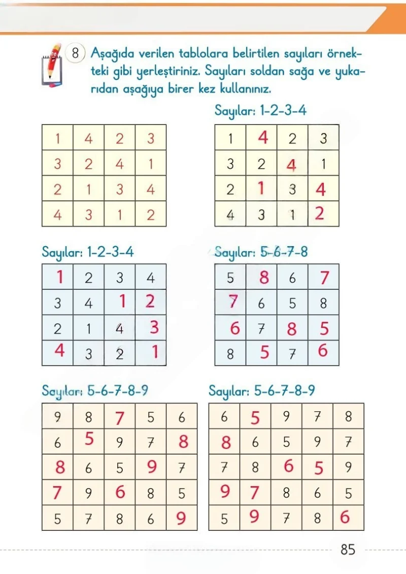 1. Sınıf Matematik Ders Kitabı Cevapları Meb Yayınları 1. Kitap Sayfa 85 Çözüm Görseli
