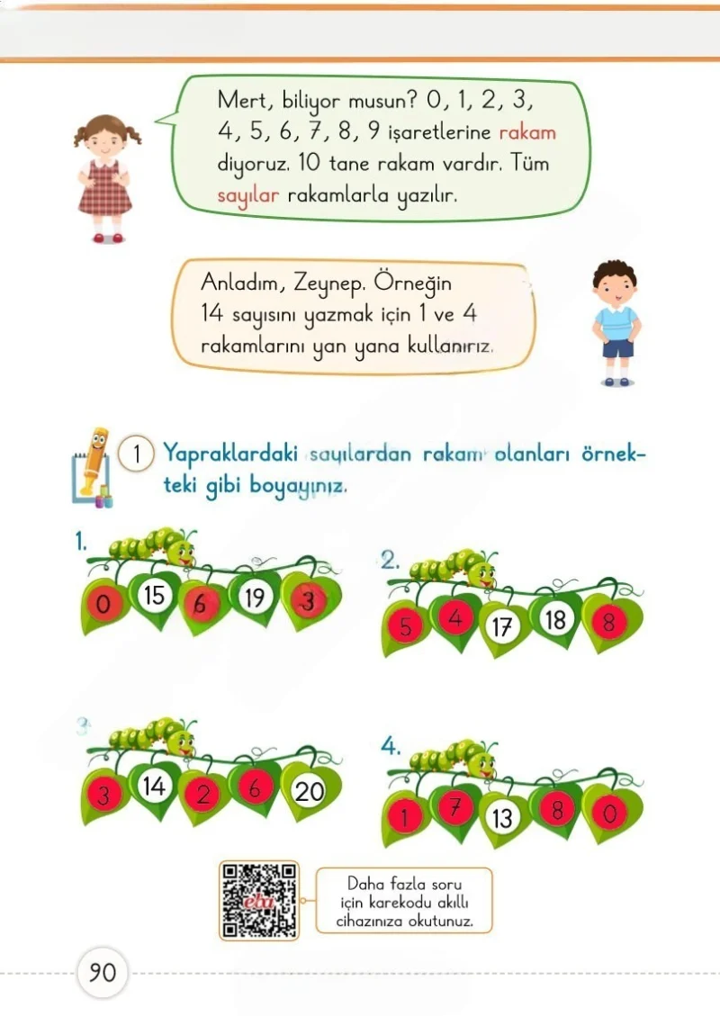 1. Sınıf Matematik Ders Kitabı Cevapları Meb Yayınları 1. Kitap Sayfa 90 Çözüm Görseli