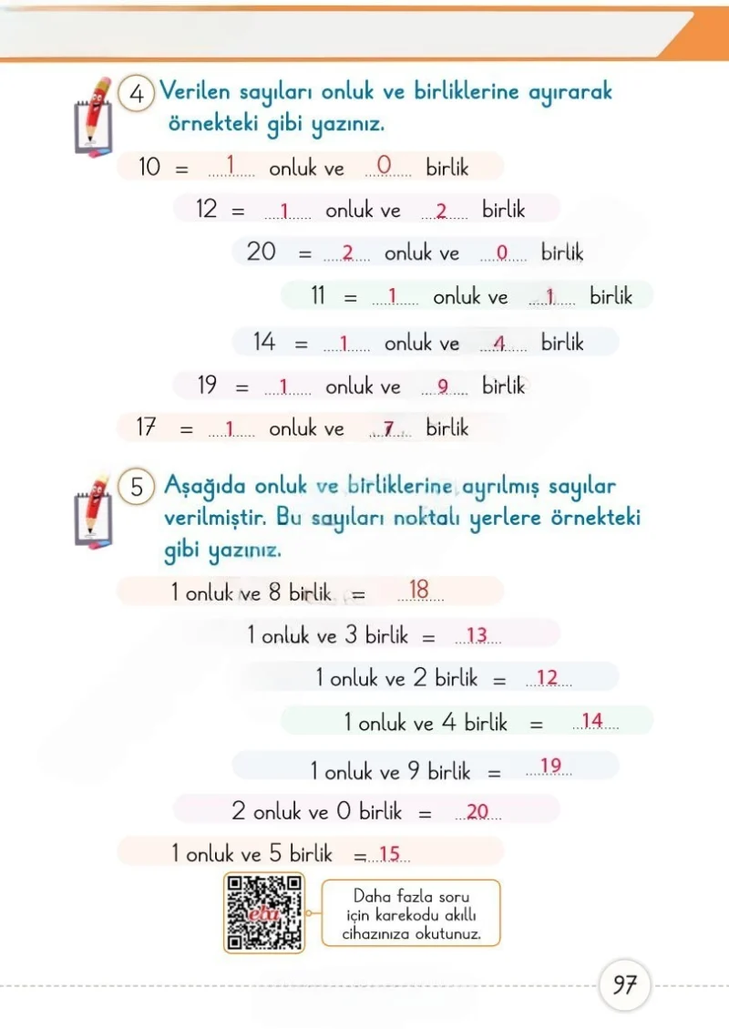 1. Sınıf Matematik Ders Kitabı Cevapları Meb Yayınları 1. Kitap Sayfa 97 Çözüm Görseli