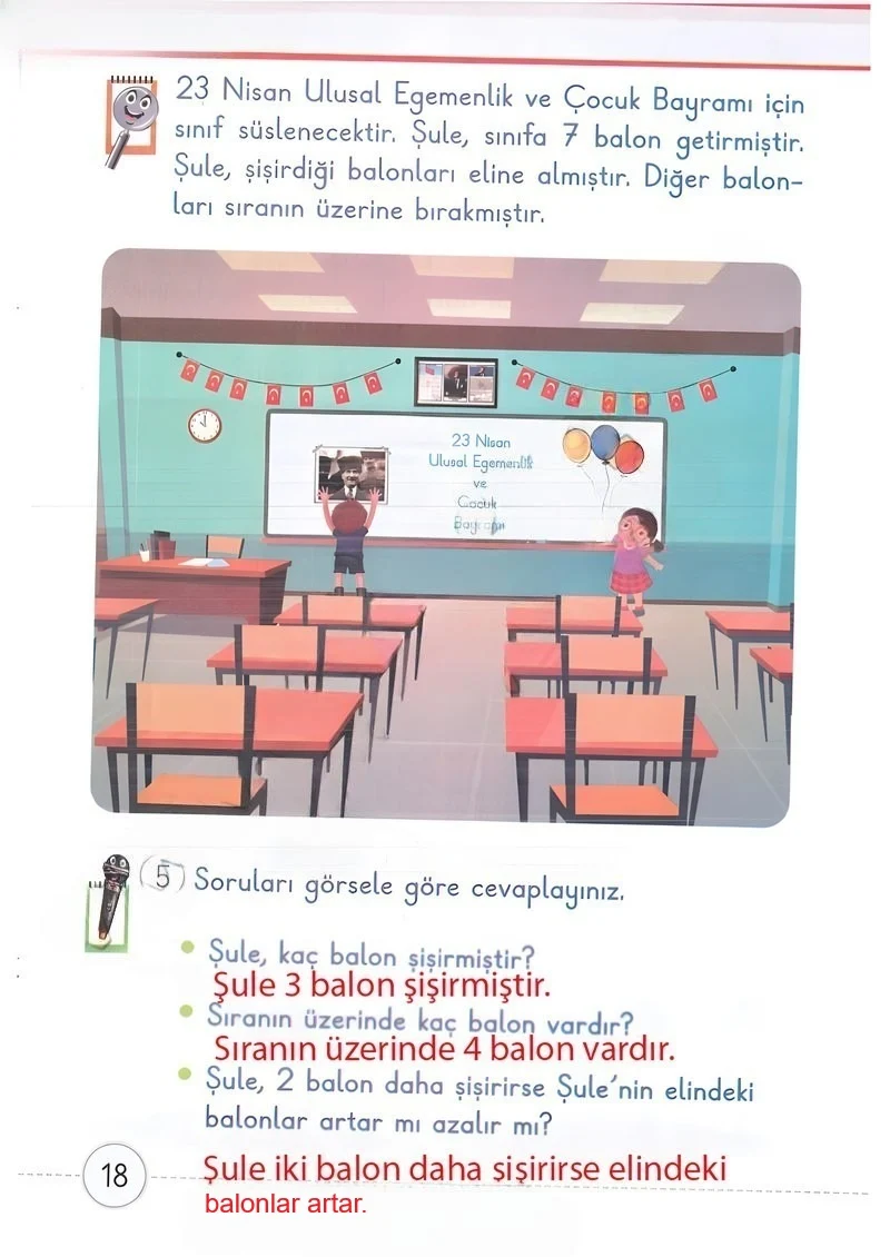 1. Sınıf Matematik Ders Kitabı Cevapları Meb Yayınları 2. Kitap Sayfa 18 Çözüm Görseli
