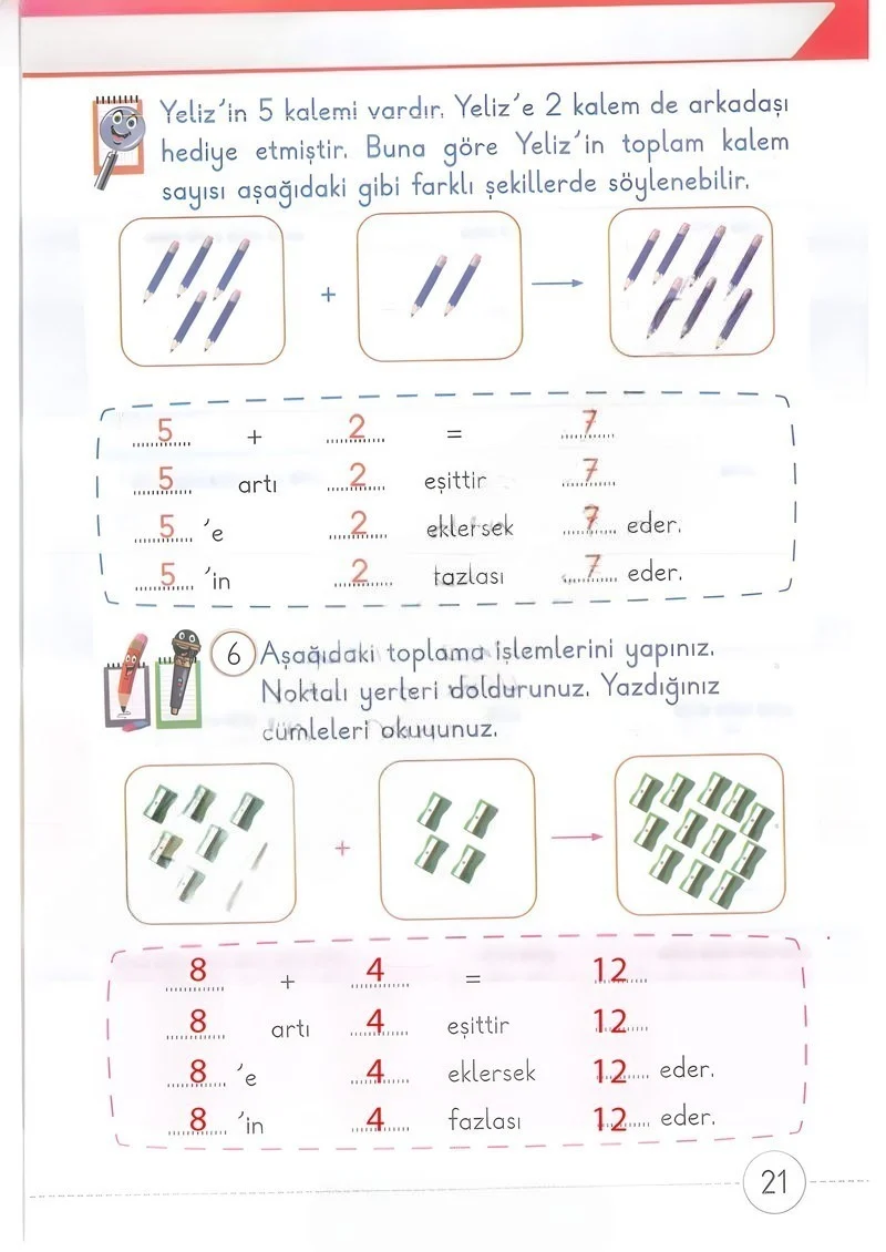 1. Sınıf Matematik Ders Kitabı Cevapları Meb Yayınları 2. Kitap Sayfa 21 Çözüm Görseli