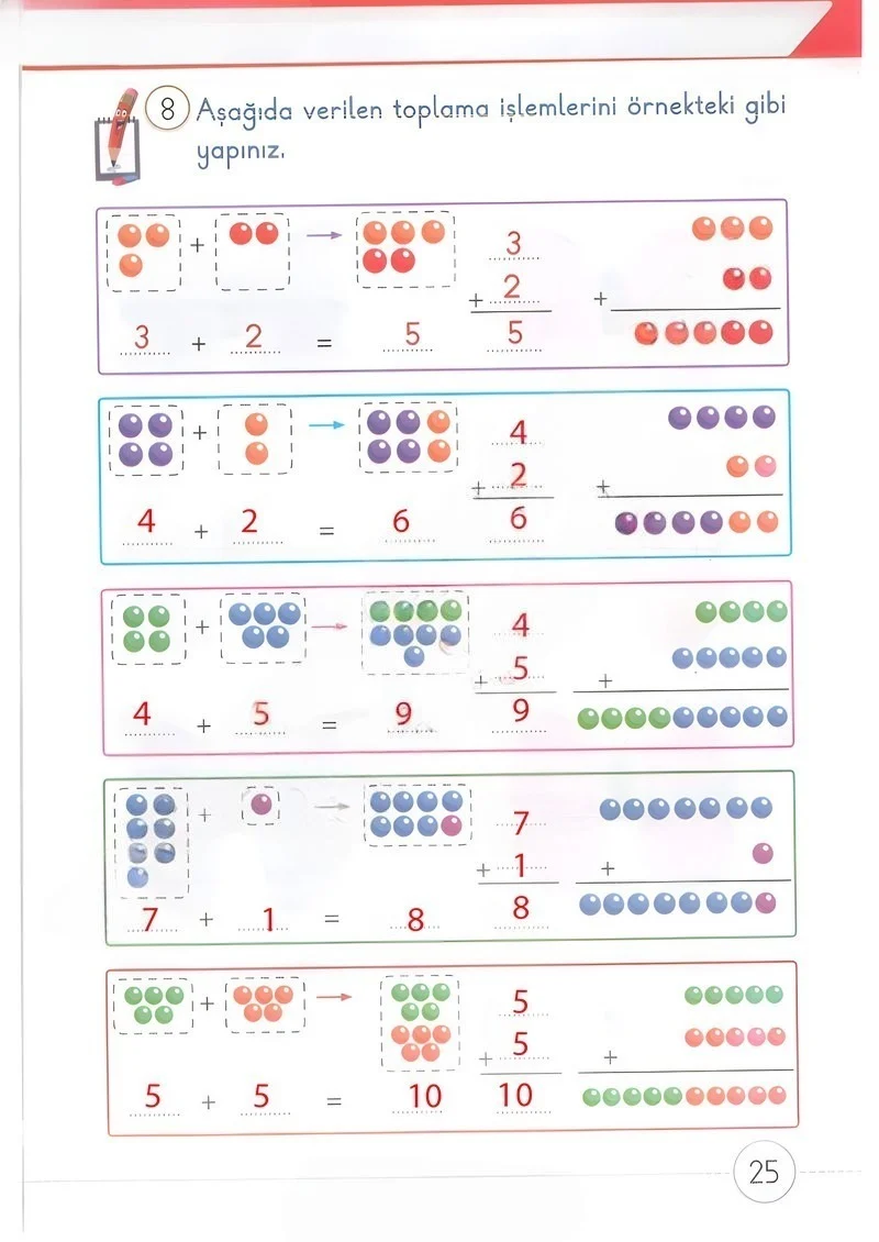 1. Sınıf Matematik Ders Kitabı Cevapları Meb Yayınları 2. Kitap Sayfa 25 Çözüm Görseli
