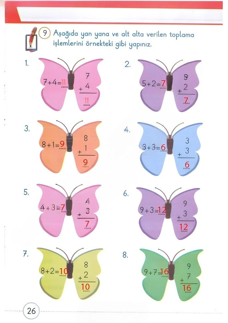 1. Sınıf Matematik Ders Kitabı Cevapları Meb Yayınları 2. Kitap Sayfa 26 Çözüm Görseli