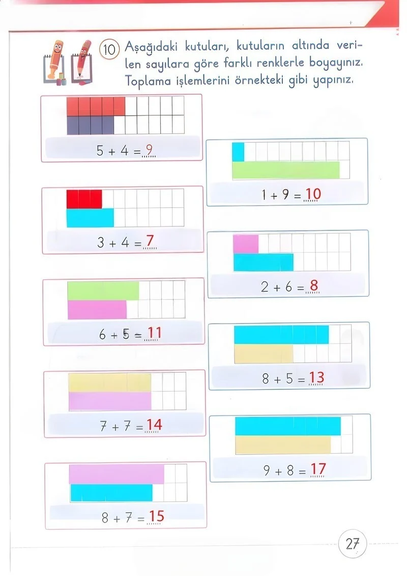 1. Sınıf Matematik Ders Kitabı Cevapları Meb Yayınları 2. Kitap Sayfa 27 Çözüm Görseli