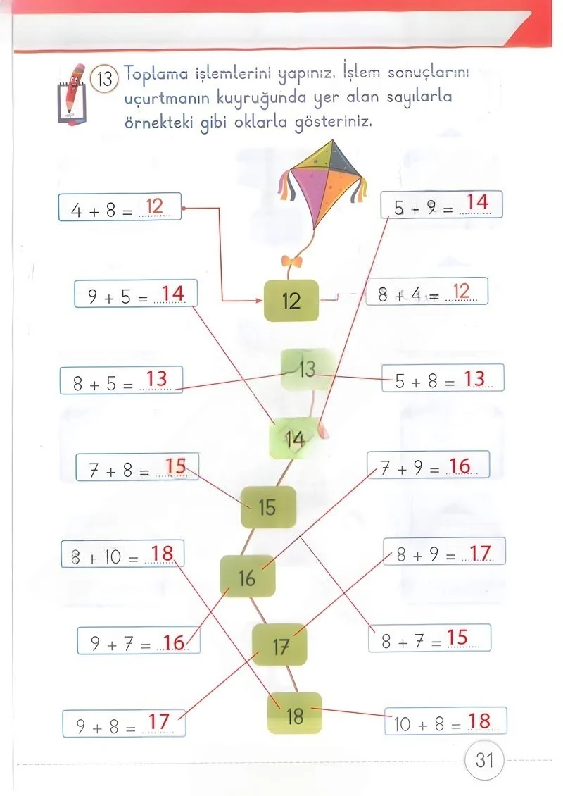 1. Sınıf Matematik Ders Kitabı Cevapları Meb Yayınları 2. Kitap Sayfa 31 Çözüm Görseli