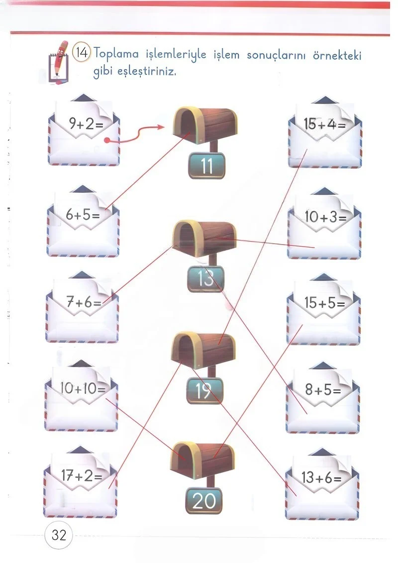 1. Sınıf Matematik Ders Kitabı Cevapları Meb Yayınları 2. Kitap Sayfa 32 Çözüm Görseli