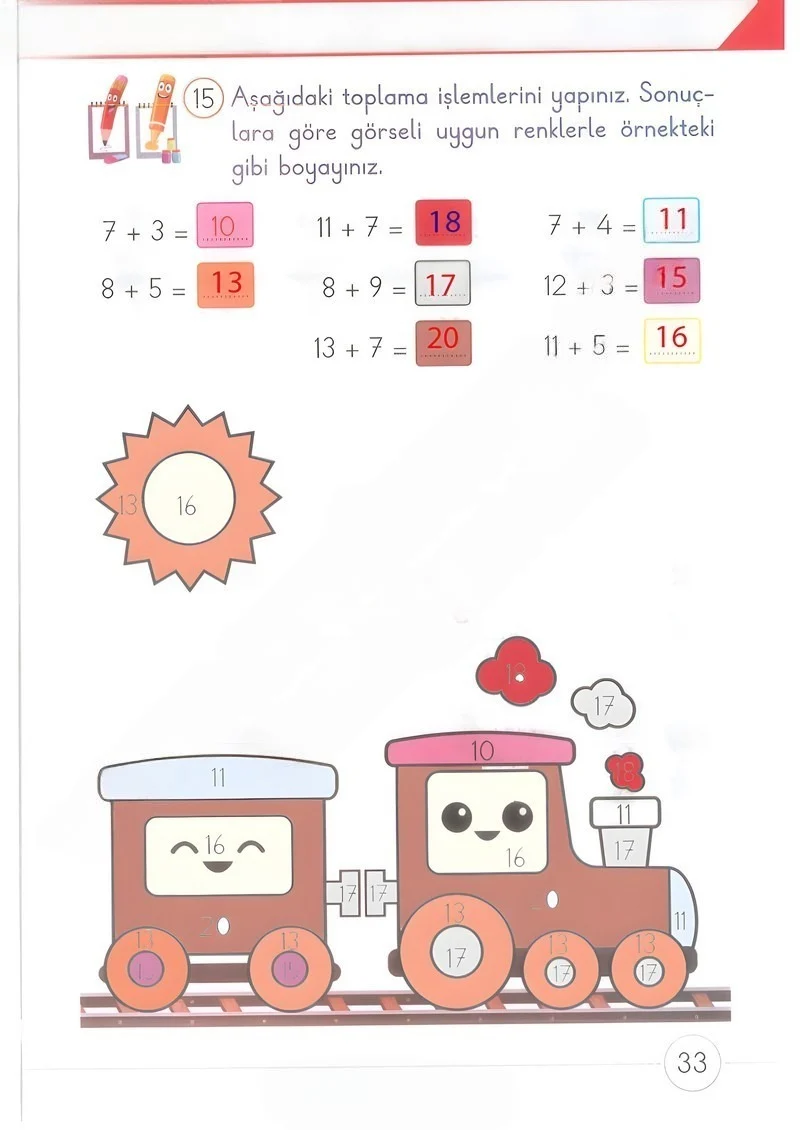 1. Sınıf Matematik Ders Kitabı Cevapları Meb Yayınları 2. Kitap Sayfa 33 Çözüm Görseli