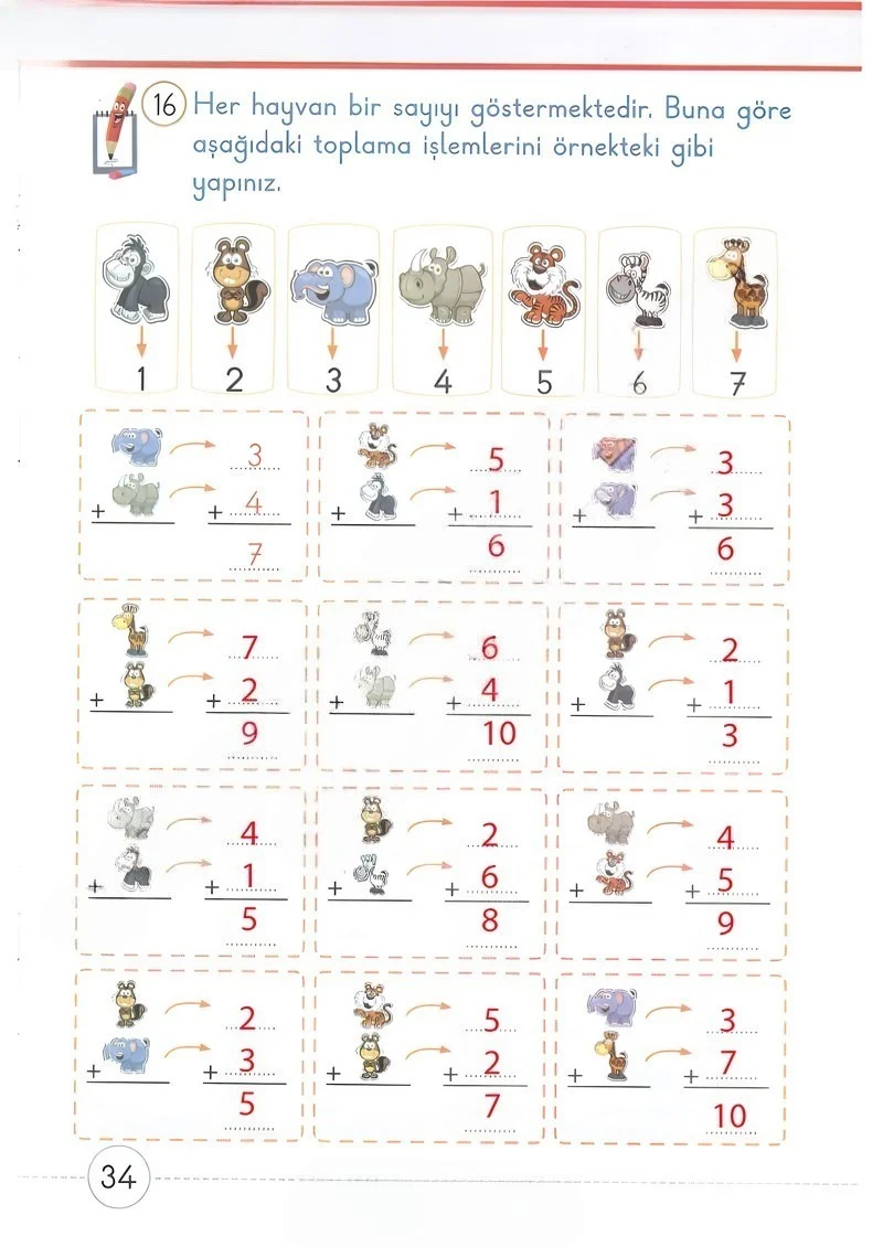 1. Sınıf Matematik Ders Kitabı Cevapları Meb Yayınları 2. Kitap Sayfa 34 Çözüm Görseli