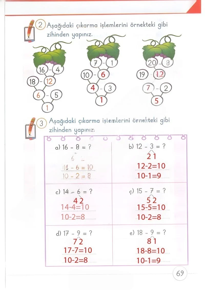 1. Sınıf Matematik Ders Kitabı Cevapları Meb Yayınları 2. Kitap Sayfa 69 Çözüm Görseli