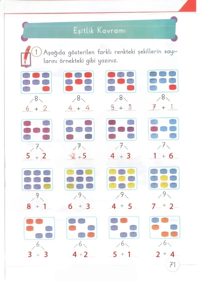 1. Sınıf Matematik Ders Kitabı Cevapları Meb Yayınları 2. Kitap Sayfa 71 Çözüm Görseli