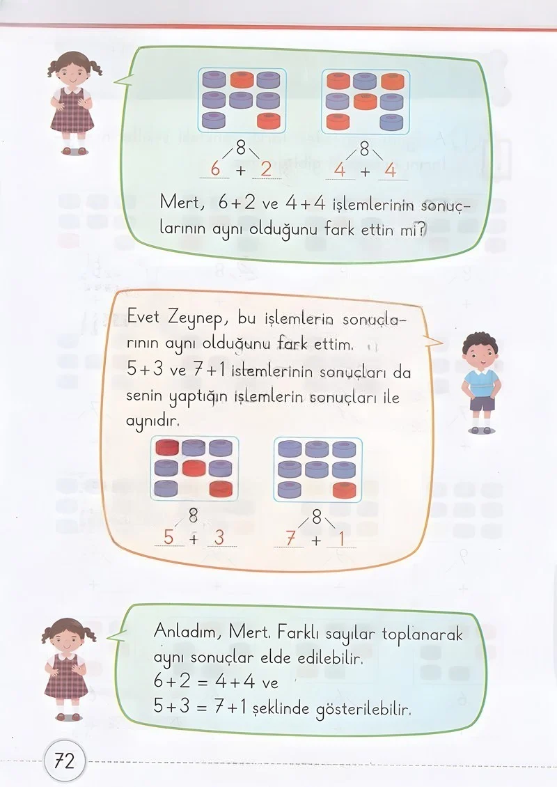 1. Sınıf Matematik Ders Kitabı Cevapları Meb Yayınları 2. Kitap Sayfa 72 Çözüm Görseli