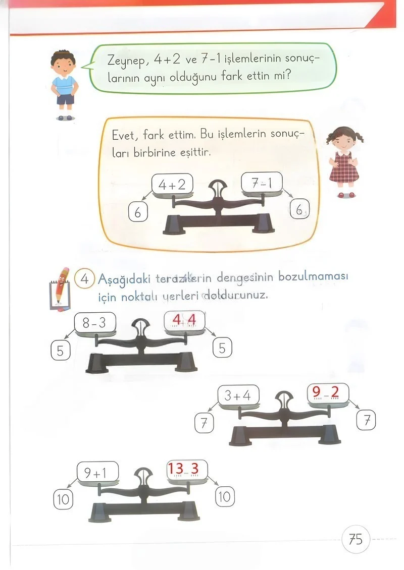 1. Sınıf Matematik Ders Kitabı Cevapları Meb Yayınları 2. Kitap Sayfa 75 Çözüm Görseli