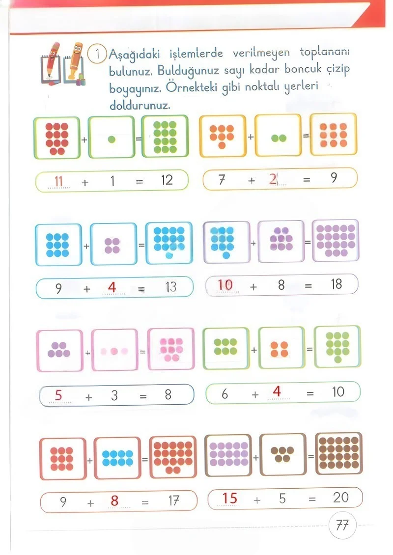 1. Sınıf Matematik Ders Kitabı Cevapları Meb Yayınları 2. Kitap Sayfa 77 Çözüm Görseli