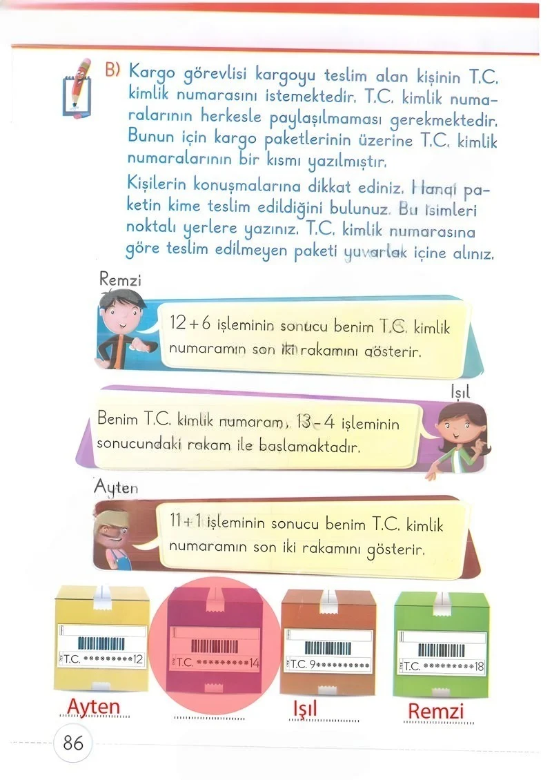 1. Sınıf Matematik Ders Kitabı Cevapları Meb Yayınları 2. Kitap Sayfa 86 Çözüm Görseli