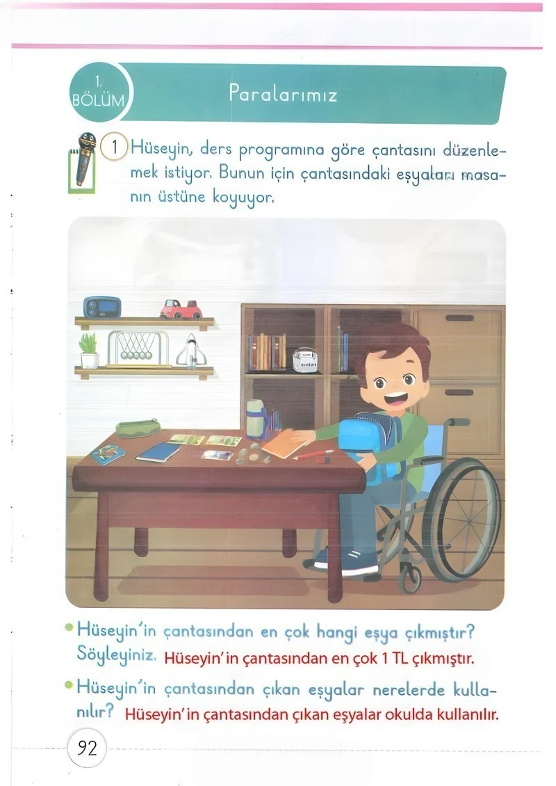 1. Sınıf Matematik Ders Kitabı Cevapları Meb Yayınları 2. Kitap Sayfa 92 Çözüm Görseli