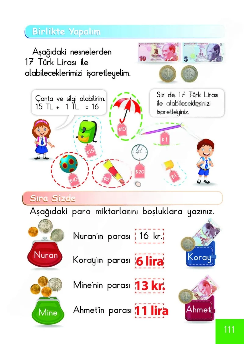 1. Sınıf Matematik Ders Kitabı Cevapları Meb Yayınları Sayfa 111 Çözüm Görseli