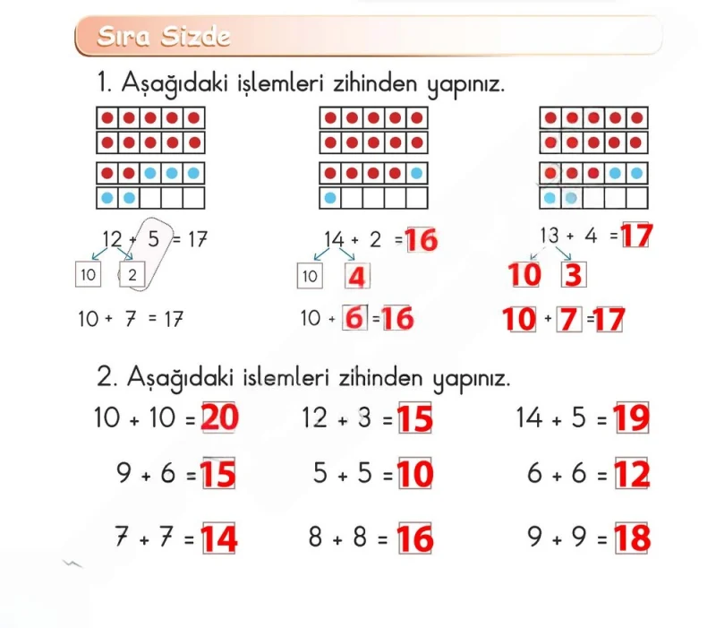 1. Sınıf Matematik Ders Kitabı Cevapları Meb Yayınları Sayfa 118 Çözüm Görseli