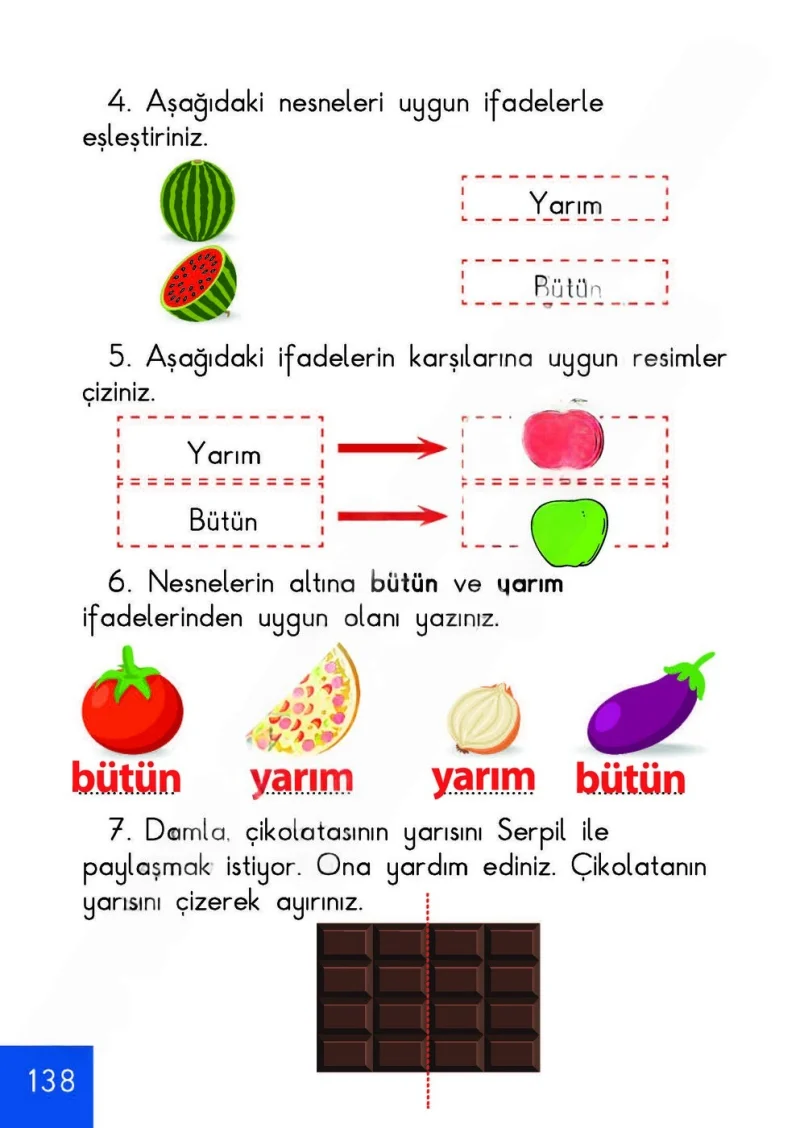 1. Sınıf Matematik Ders Kitabı Cevapları Meb Yayınları Sayfa 138 Çözüm Görseli