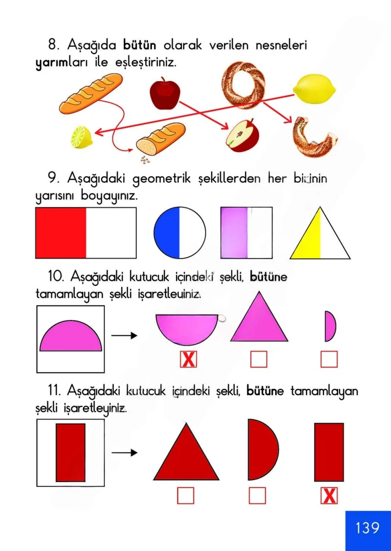 1. Sınıf Matematik Ders Kitabı Cevapları Meb Yayınları Sayfa 139 Çözüm Görseli
